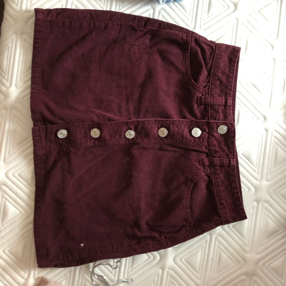 Small- burgundy-button-up skirt
